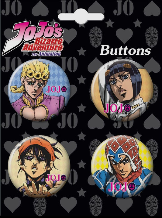 Jojo’s Bizarre Adventure 4 pack Buttons Golden Wind