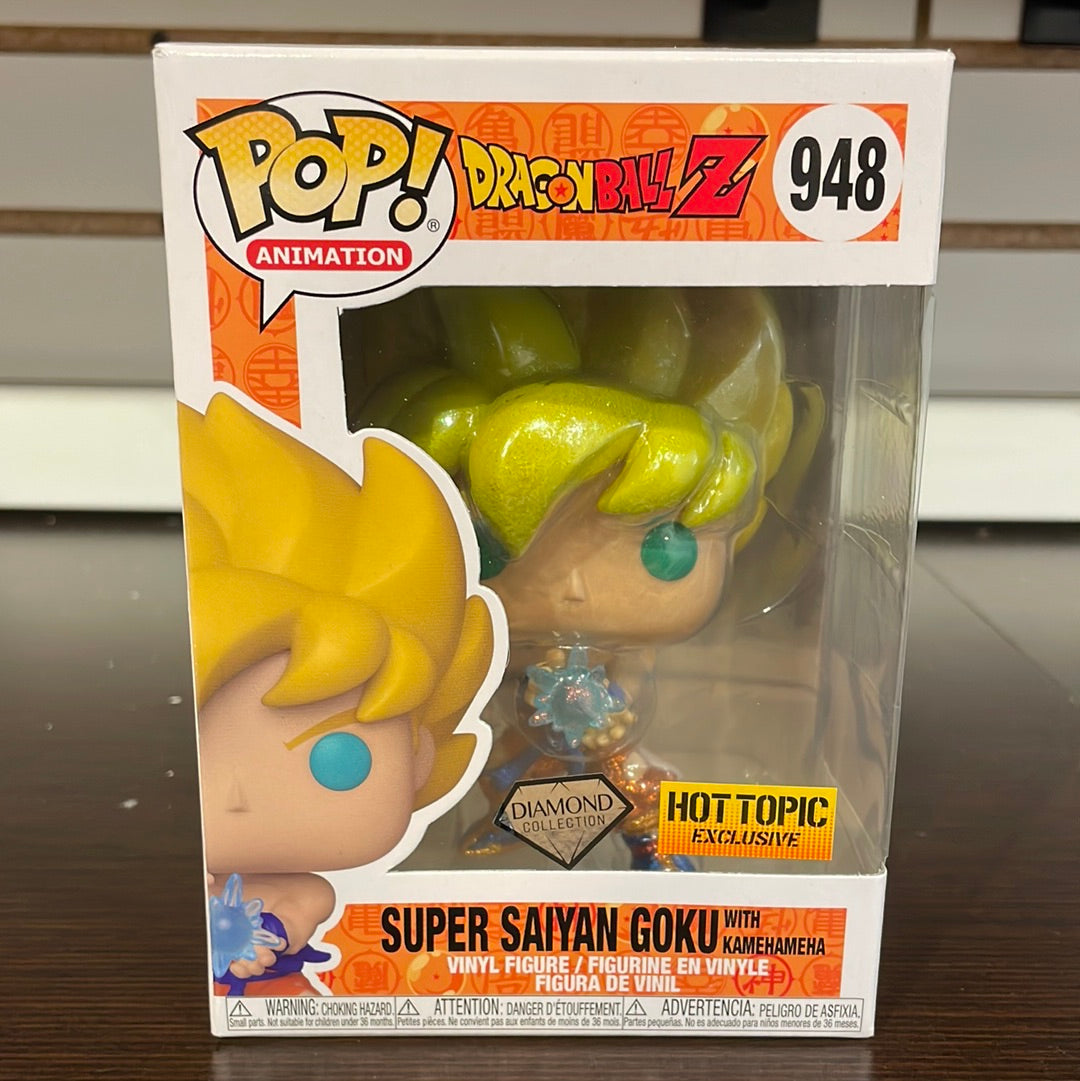 Funko Pop! Dragon Ball Z: Super Saiyan Goku w/ Kamehameha #948 Diamond Collection Hot Topic Exclusive